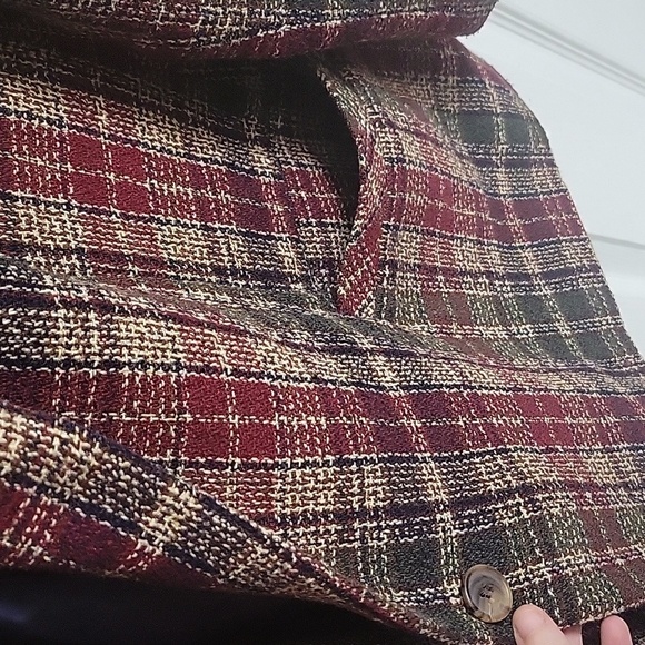 Vintage White Stag Heritage Plaid Textured Wool Blazer - Picture 4 of 7